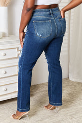 Judy Blue Full Size Mid Rise Distressed Bootcut Jeans for Women